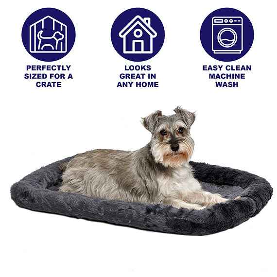Midwest QuietTime Sheepskin Pet Bed Gray 24x18