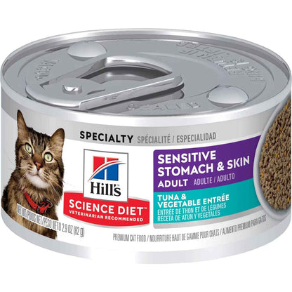 Hill's Science Diet Sensitive Stomach & Skin Canned Cat Food, Tuna & Vegetable Entrée (2.9oz)