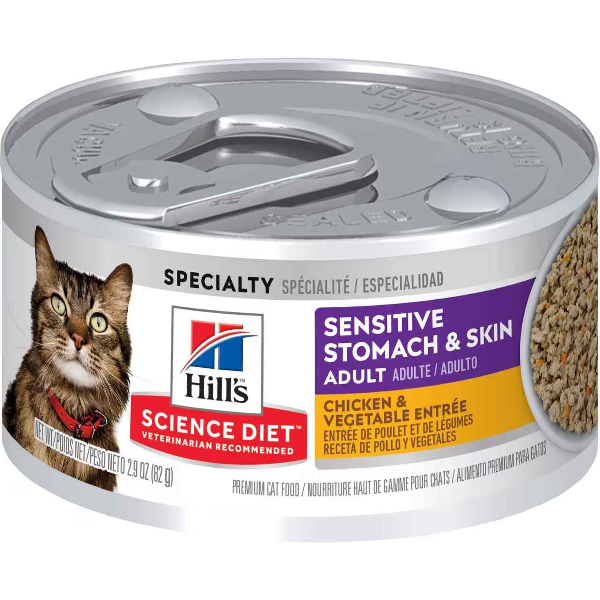 Hill's Science Diet Sensitive Stomach & Skin Canned Cat Food, Chicken & Vegetable Entrée (2.9oz)