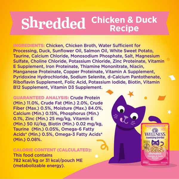 Wellness Appetizing Entrees Shredded Chicken & Duck Cat (1.4oz)
