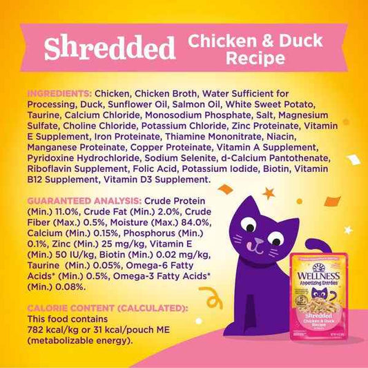 Wellness Appetizing Entrees Shredded Chicken & Duck Cat (1.4oz)